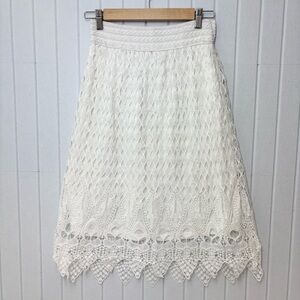 J Gee Chic White Lace Midi Skirt Size S